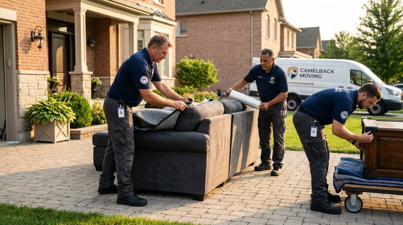 Large estate moving crew wrapping furniture in Winneconne, WI