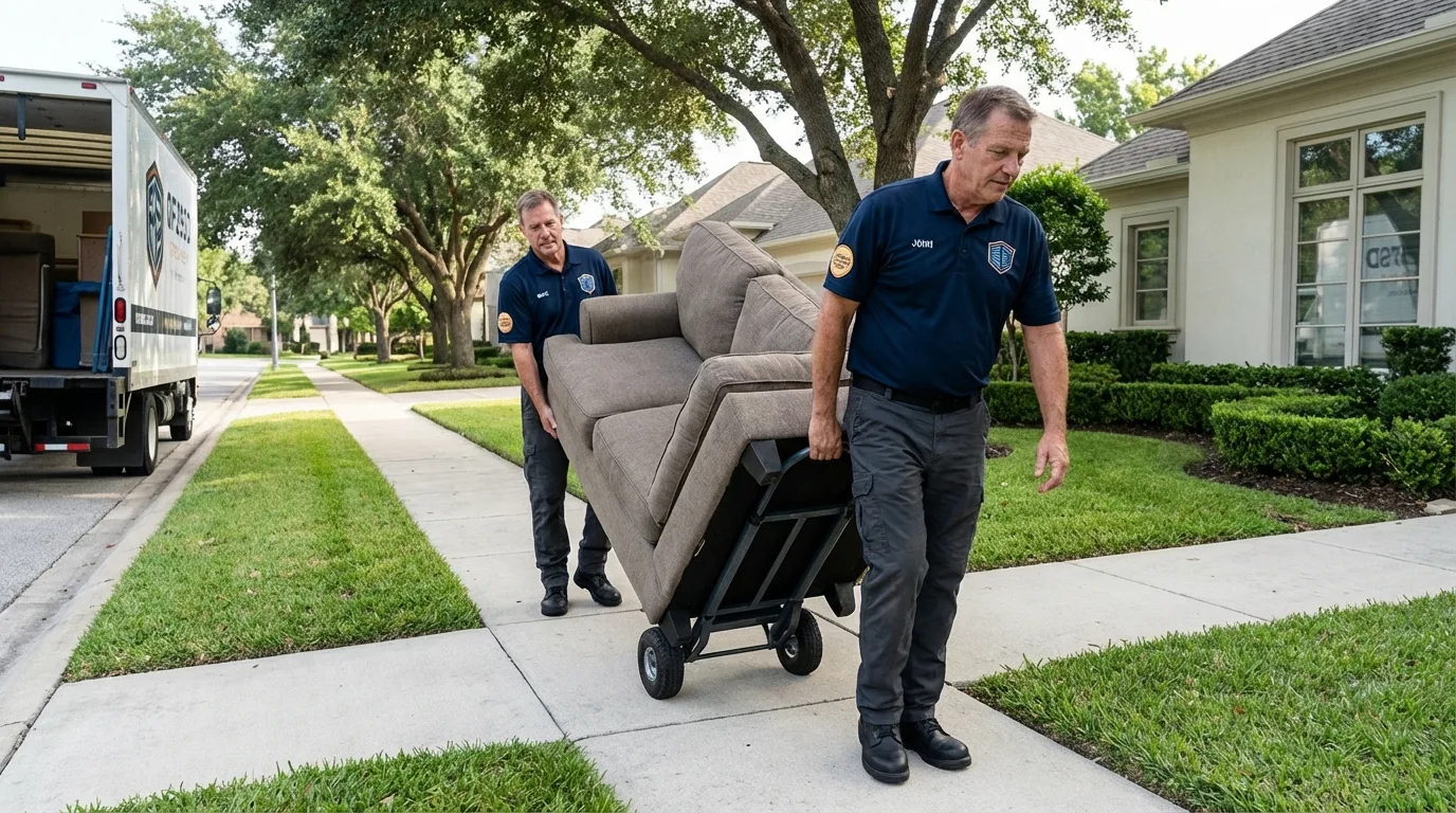 Local residential moving crew loading furniture in Winneconne, WI
